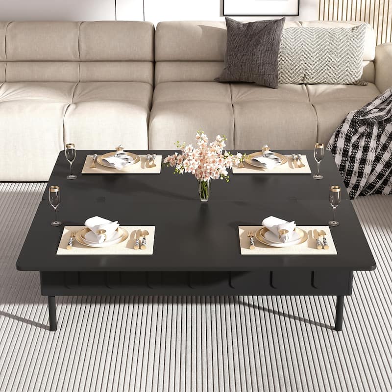 Modern Lift-Top Coffee Table with 2 Drawers