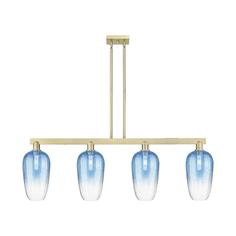 Innovations Lighting 716-4I-16-48 Brookhaven Flute Linear Brookhaven - Antique Brass / Sapphire Blue