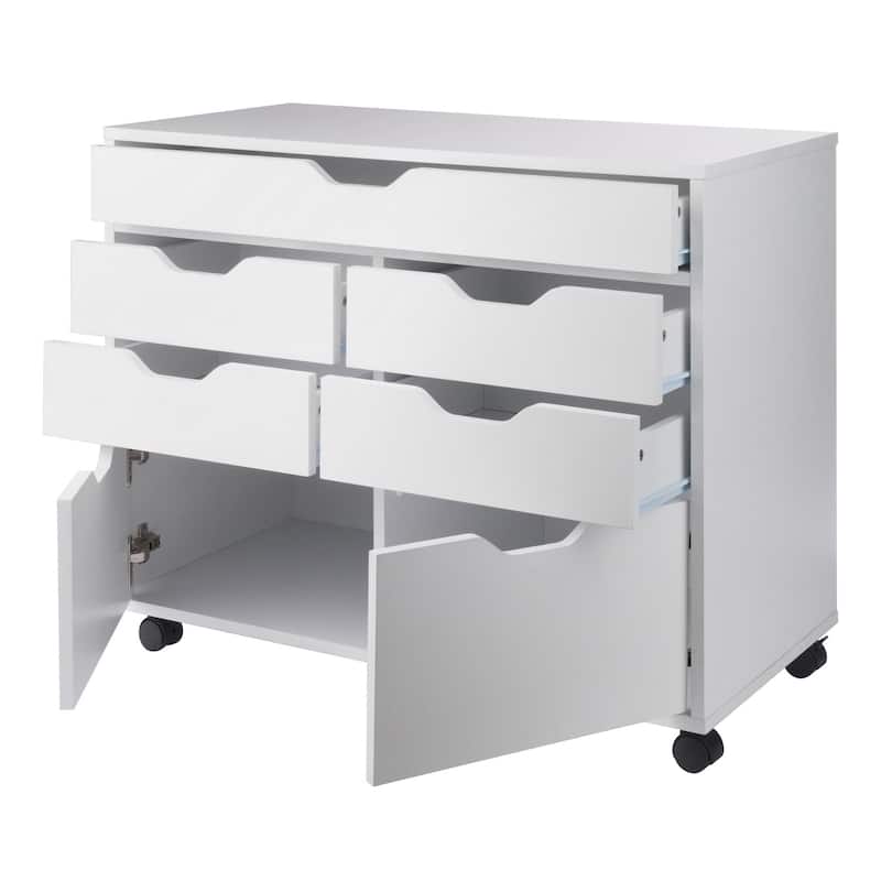 5-Drawer Multi-Storage Mobile Cabinet - 32.25" - White