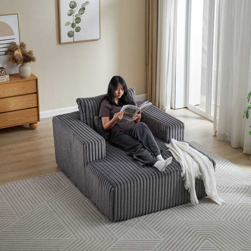 Oversized Corduroy Lounge Chair with Pillow Support - Sofa, Sleeper Couch, Chaise, Ottoman Bench