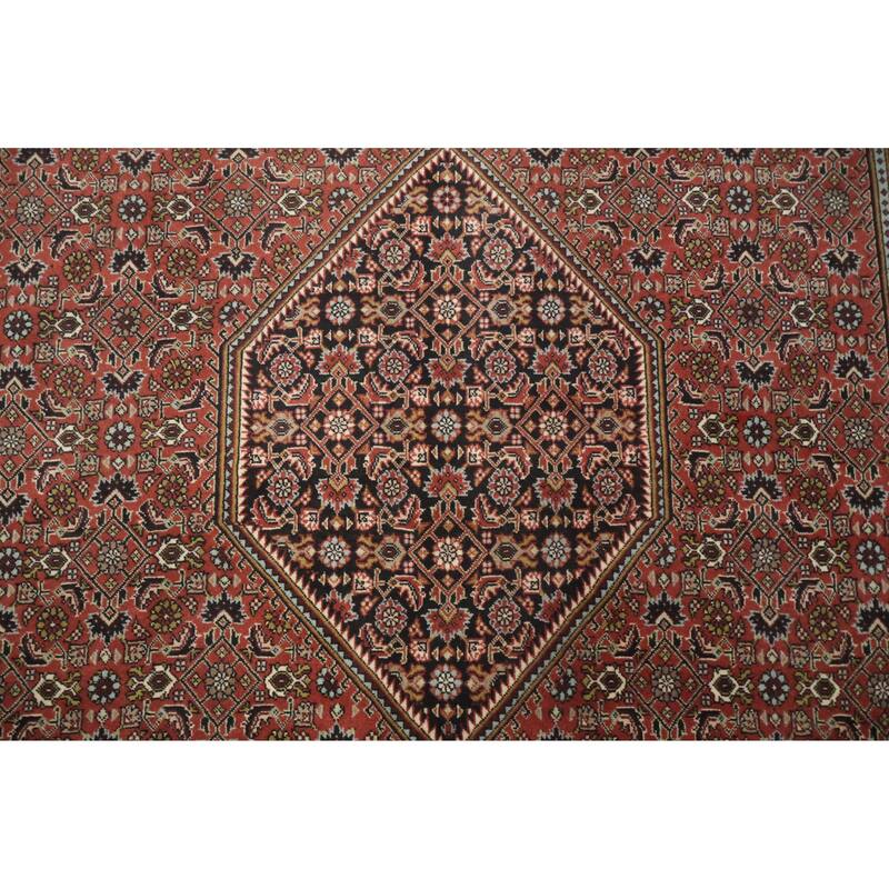 Hand Knotted Oriental 100% Wool Carpet Traditional Geometric Red Bidjar Area Rug - 9' 10'' X 6' 6''