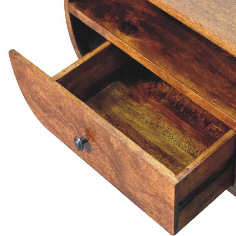 Artisan Furniture Solid Wood Chestnut Circular TV Stand, 1 Shelf and 1 Drawer