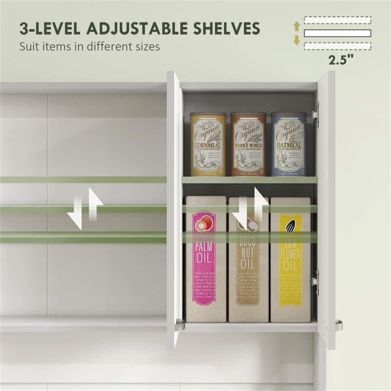 Particle Board Kitchen Pantry Cabinet with Drawer and Countertop - 39.8"W x 15.4" D x 70.9"H