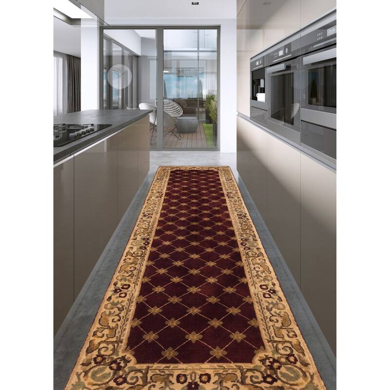 ECARPETGALLERY Hand-knotted Opulence Dark Red Wool Rug - 2'7 x 9'7