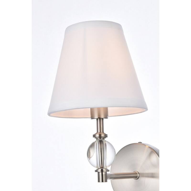 Bella 1 Light Bath Sconce with White Fabric Shade