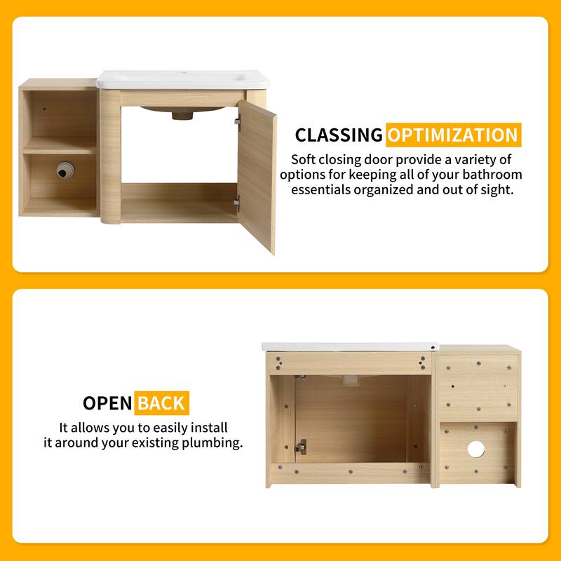 Beingnext 24''/28''/36''/40''/60''/68'' Floating Bathroom Vanity with Sink, Wall Mounted Bathroom Vanity with Soft Close Door