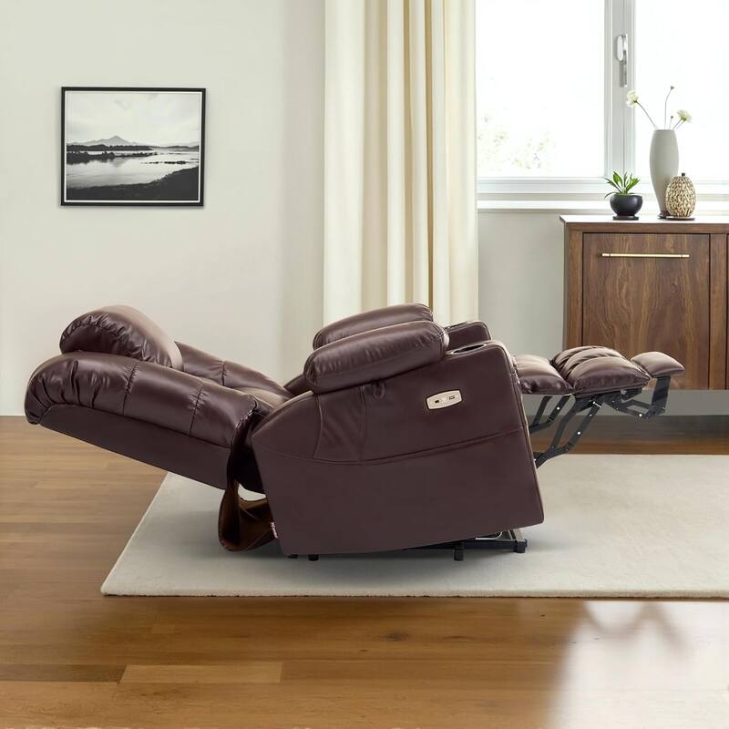 MCombo Large-Wide Dual Motor Power Lift Recliner with Massage and Dual Heating for Big and Tall Elderly, Faux Leather R7635