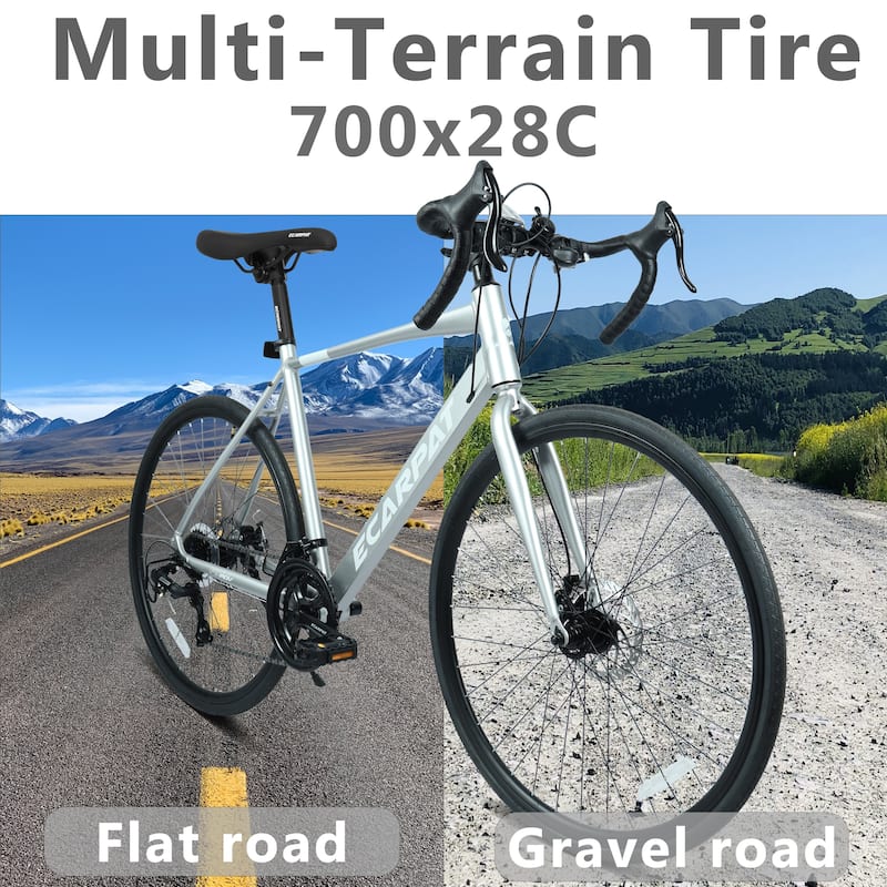 28" Road Bike, Lightweight Aluminum Frame, Disc Brakes, 16-Speed, Fast Acceleration for Men and Women, for High-Intensity Riding