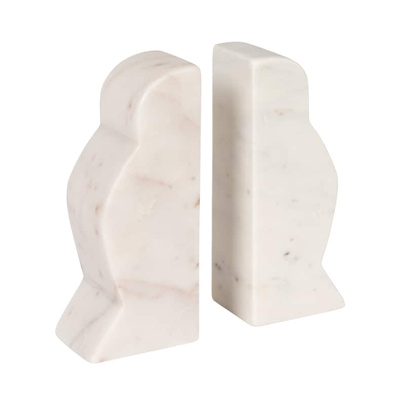 Decorative Travertine Wave Bookends - White