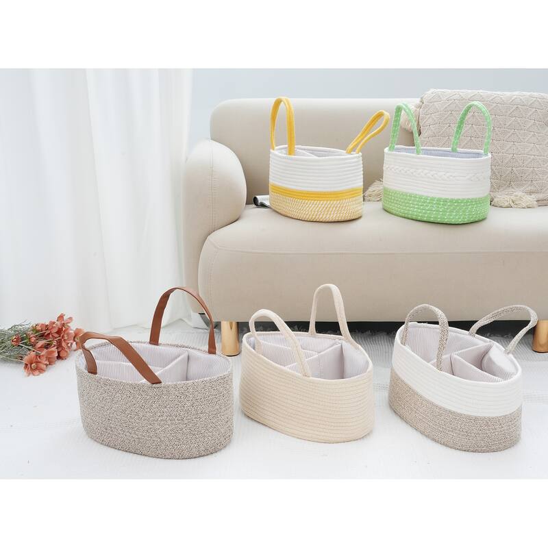 1Pcs Woven Storage Basket, Shelf Closet Storage Bin for Blankets - 14.2x9.1x7.1"
