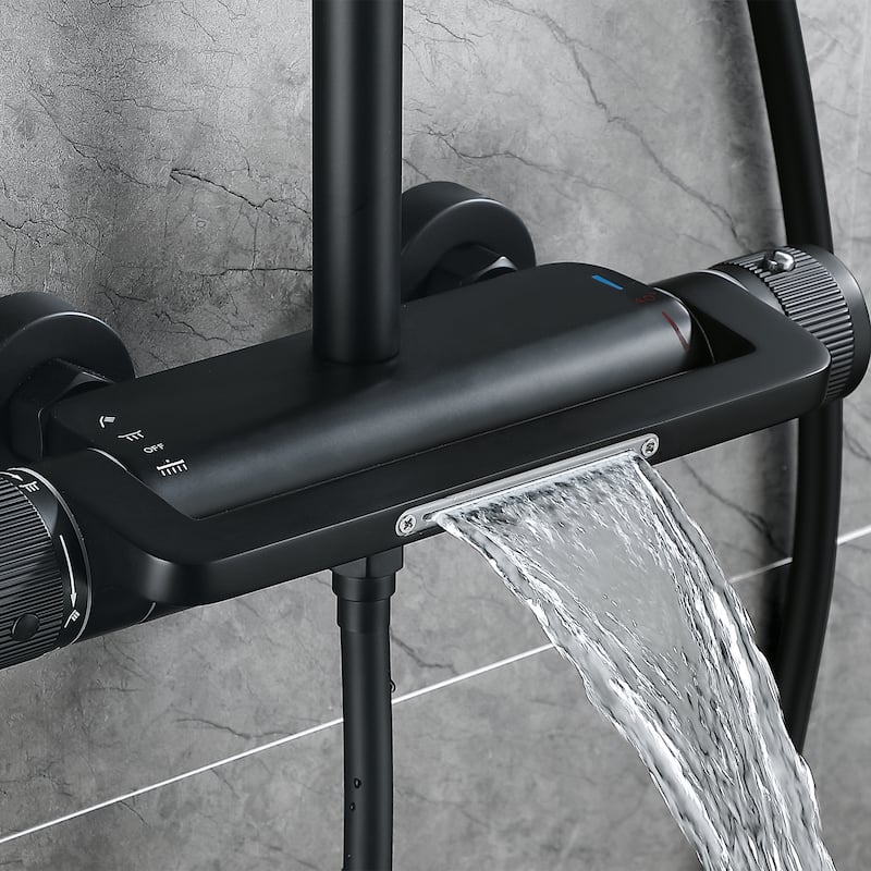 47"H Solid Brass Thermostatic Shower System with Rough-In Valve