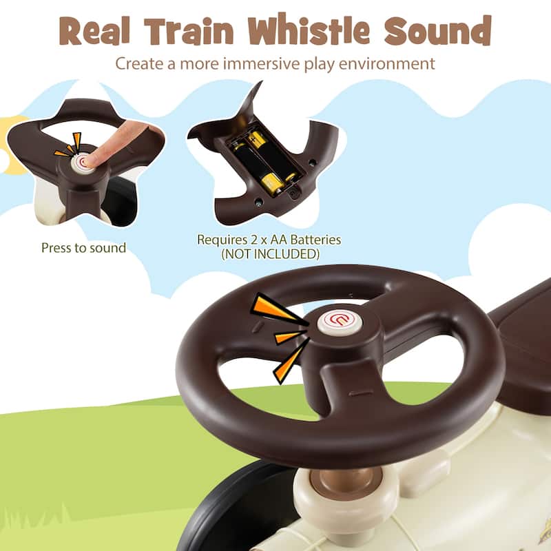 Kids Ride On Sliding Car with Steering Wheel Sound and Under Seat Storage Foot to Floor Push Toy Vehicle for Toddlers