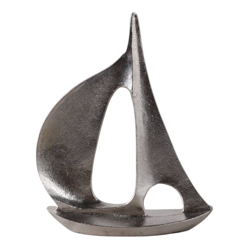 Aluminum Sculptures Modern Coastal Sailboat Design - 18" Silver - 14.75" x 3.75" x 18"