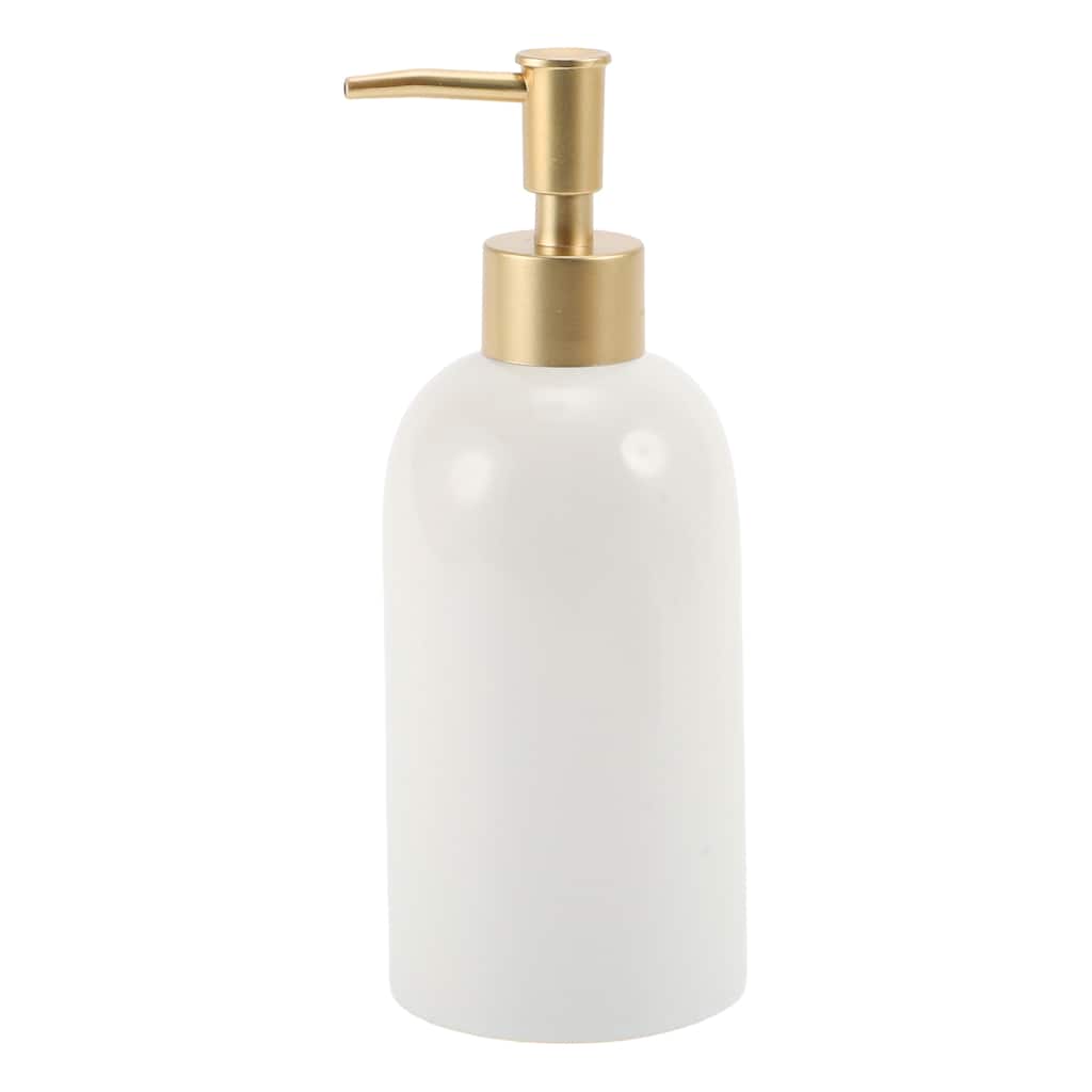 Cylindrical Simple Soap Pump Dispenser for Bathroom Hotel 320ml White 1 Pcs