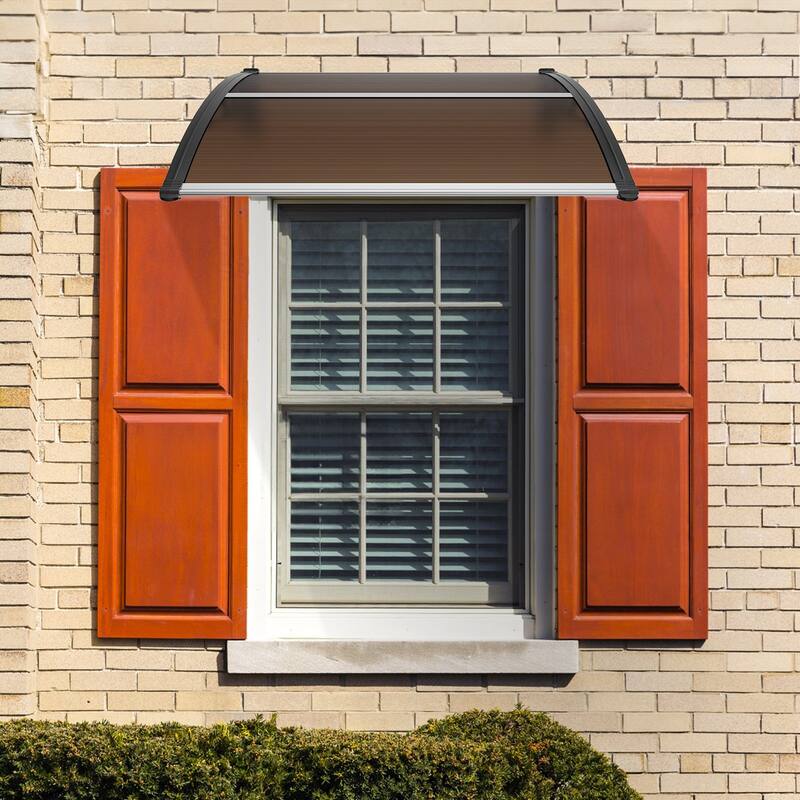 Brown Window Door Awning Canopy with Aluminum Connector Ideal for Protection Against Strong Winds and Heavy Rain