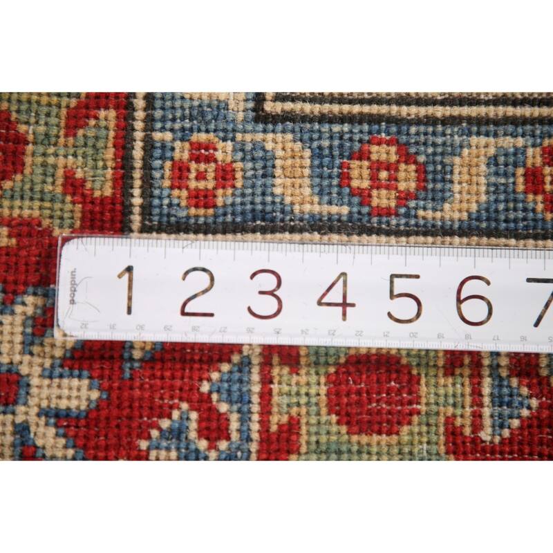 Geometric Grey Kazak Foyer Rug Hand-Knotted Wool Carpet - 2'6" x 3'11"