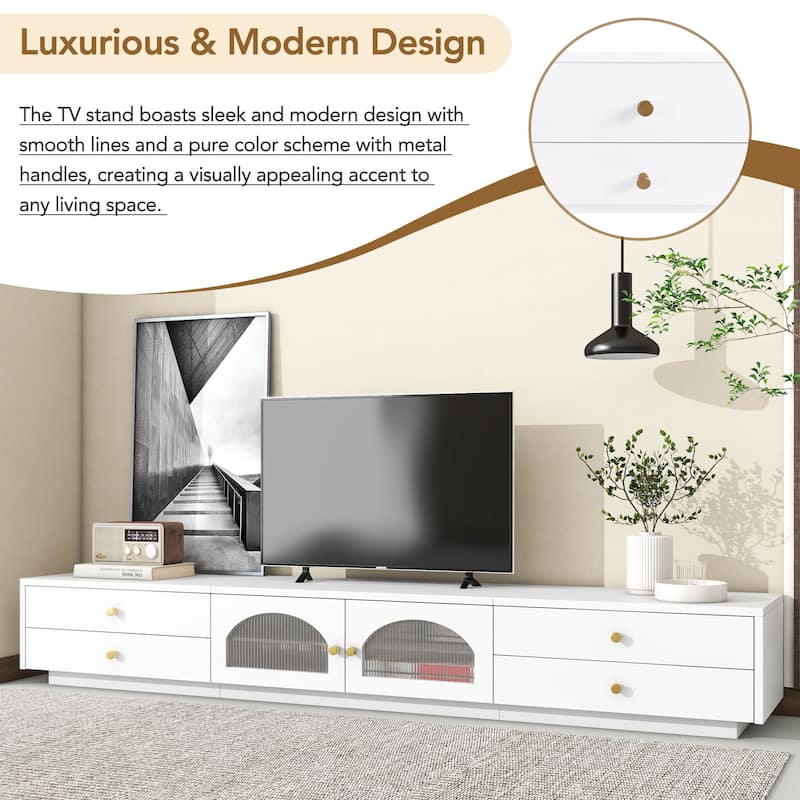 Luxurious TV Stand with Fluted Glass Doors