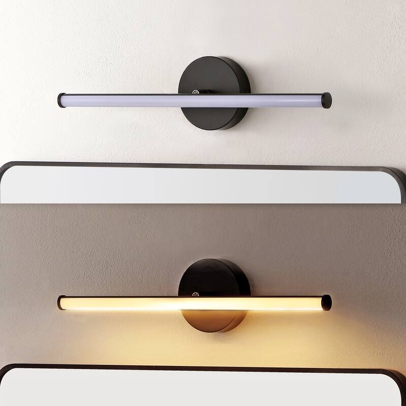 Brooks 20.25" 1-Light Modern Industrial 360-Degree Rotatable Aluminum Integrated LED Vanity Light, Black by JONATHAN Y