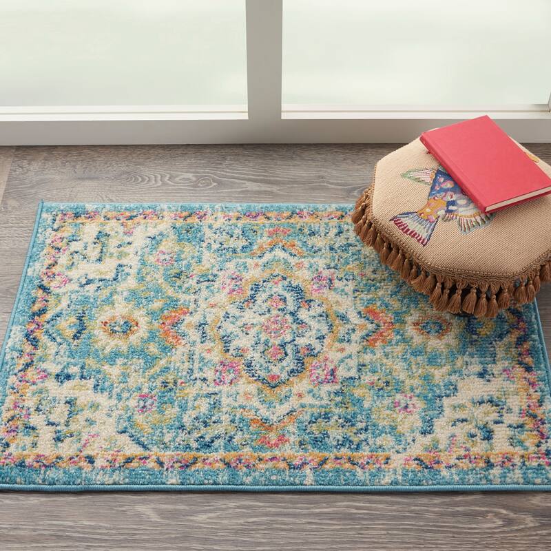 Nourison Cayuga Abstract Medallion Area Rug - 1' 10" x 2' 10" - Ivory/Light Blue