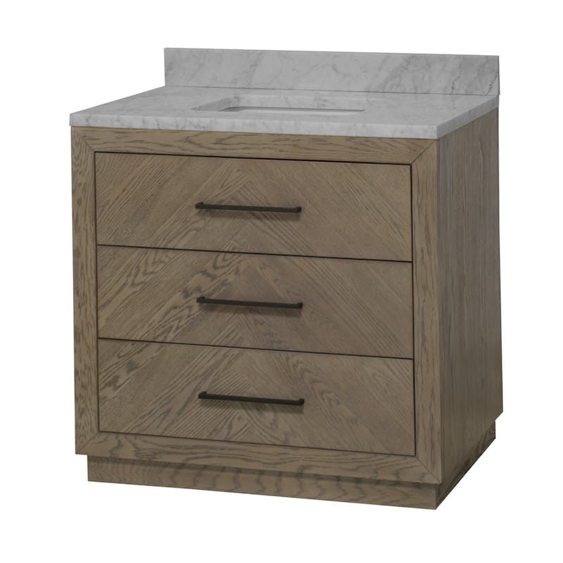 KitchenBathCollection Avery 36" Bathroom Vanity with Carrara Marble Top