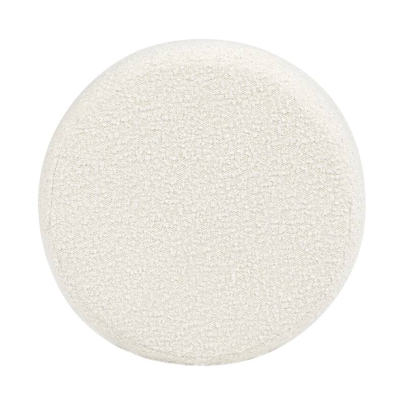 18.5" Floor Cushion Footrest Upholstered Ottoman, Ivory White Boucle