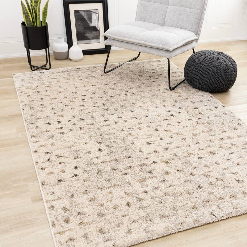 Hampton Cream Beige Neutral Abstract Area Rug, 5'3" x 7'7"