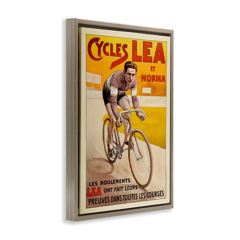 Stupell Yellow Antique Cycling Poster Framed Floater Canvas Wall Art Design By Marcus Jules