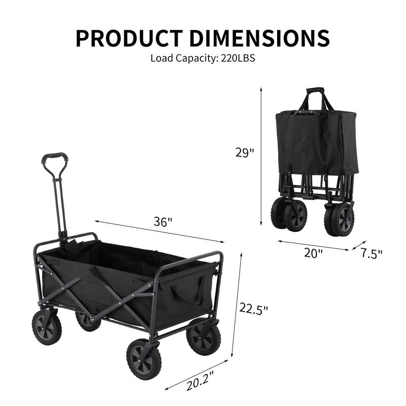 GDY Convenient Outdoor Camping Wagon, Folding Cart with Wheels, Outdoor Shopping Trolley