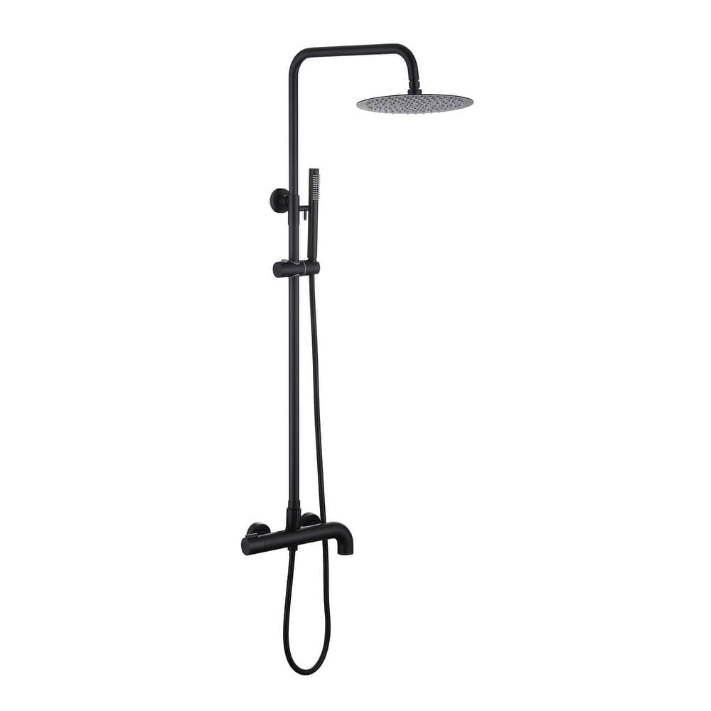51"H Outdoor 9 Inch Round Rain Shower Set with Handheld Shower (Adjustable Slider)