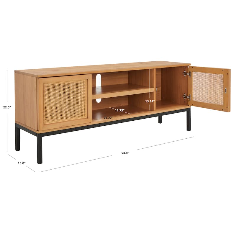 SAFAVIEH Zadie 1 Shelf Rattan Media Stand - 54" W x 15" D x 22" H