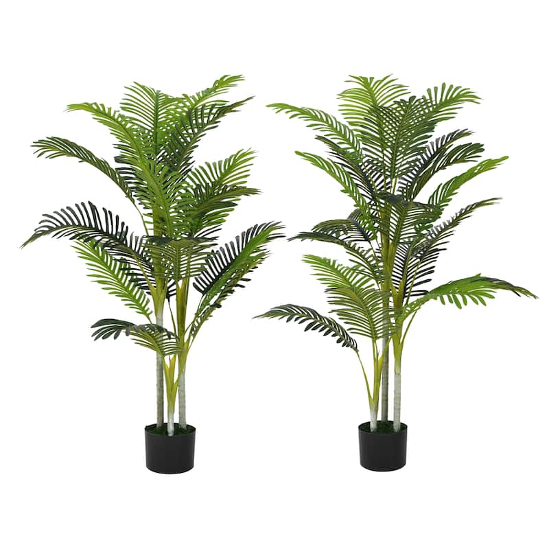61" Artificial Palm Tree with Black Plastic Pot, Set of 2