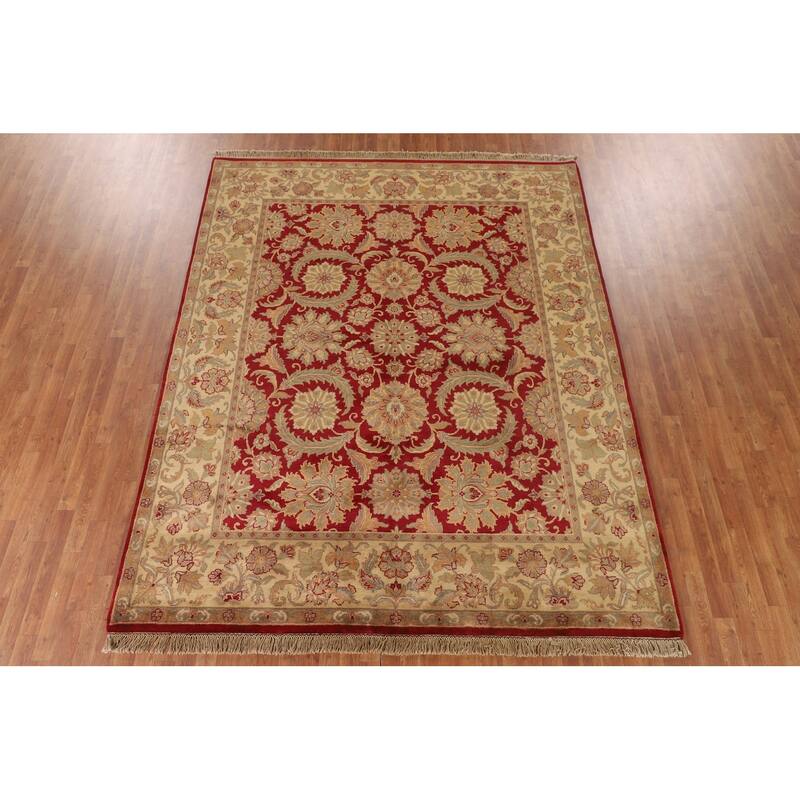 All-Over Floral Agra Oriental Area Rug Handmade Wool Carpet - 8'0" x 10'0"