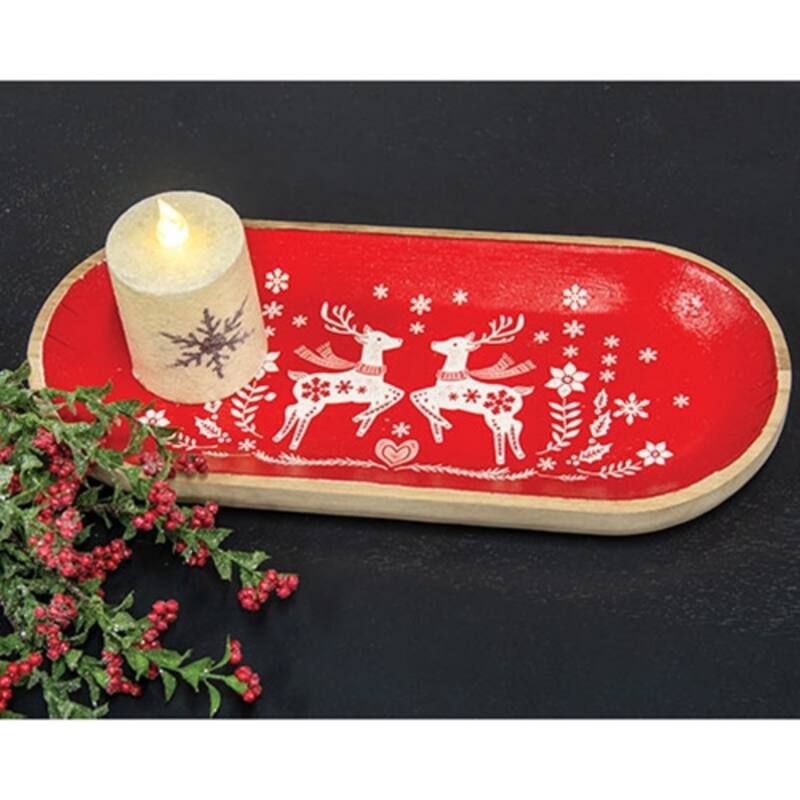 Yuletide Cardinal Oval Wooden Tray
