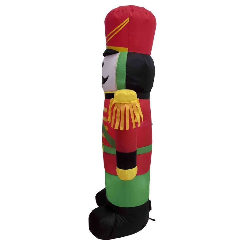 LED Lighted Inflatable Soldier Nutcracker Outdoor Christmas Decoration - 4.25' - Red