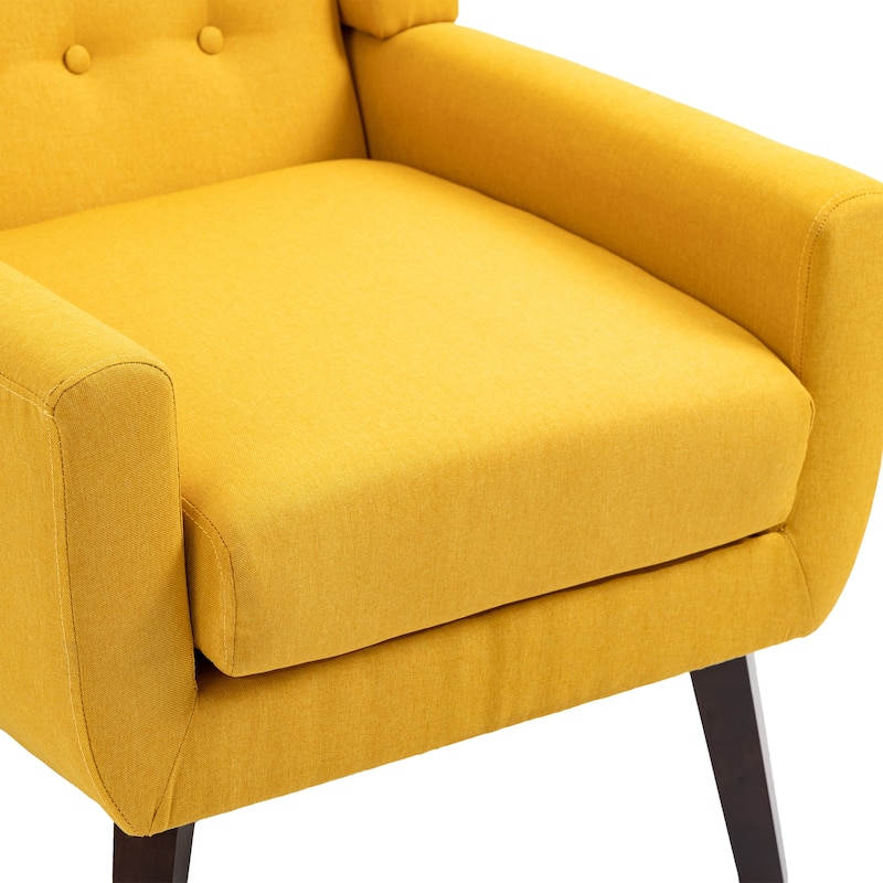 Modern Accent Chair Cotton Linen Upholstered Chair for Living Room