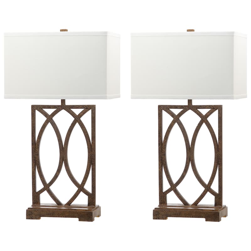 SAFAVIEH Lighting Carissa 30-inch Antiqued Gold Table Lamp (Set of 2) - 16"x11"x29.5" - 16Wx11Dx30H