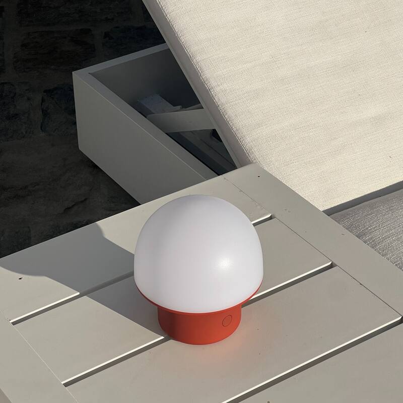 Portobello 6.6 in Sleek Matte Red Modern Portable Indoor/Outdoor Integrated LED Bedside Table Lamp with Built-In Dimmer