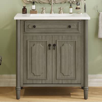 31-Inch Rustic Bathroom Vanity Set - Vintage Sink Cabinet with Soft-Close Doors‌