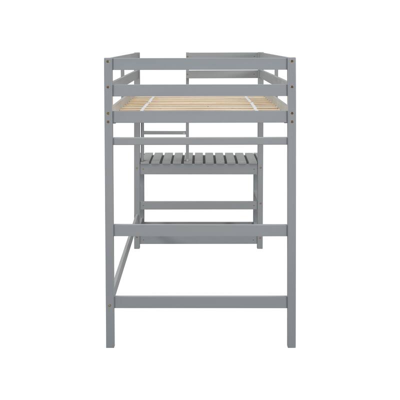 Twin High Loft Bed with Ladder landing Platform, Ladders, Guardrails