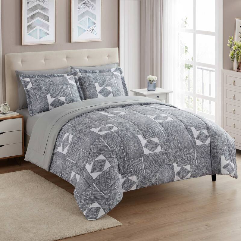 7-Piece Printed Bed in a Bag Comforter and Sheet Sets