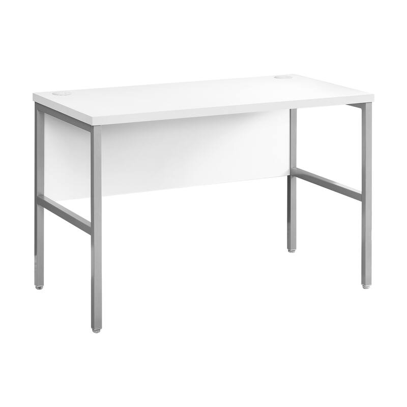 Computer Desk, 48"l, Work, Home Office, Commercial Grade, White Laminate, Silver Metal, Contemporary, Modern