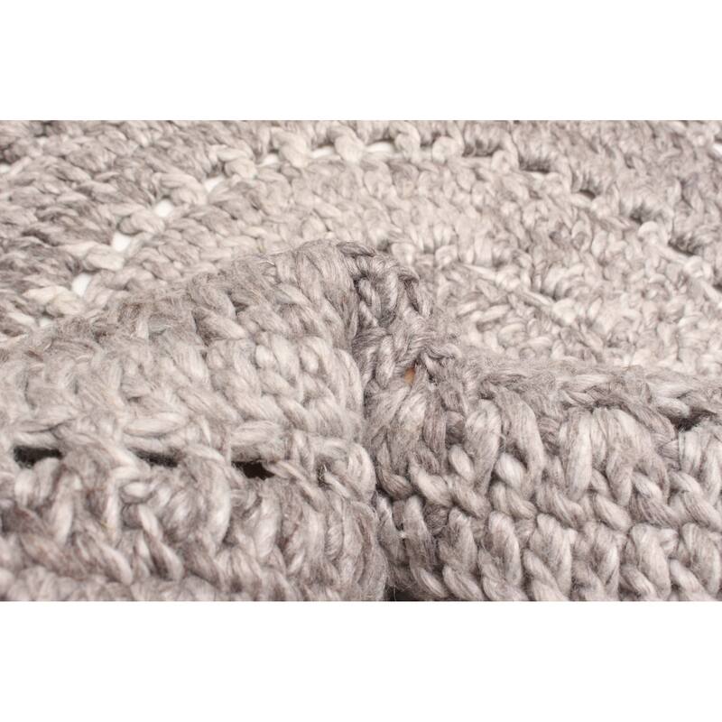 ECARPETGALLERY Braid weave Sienna Grey Wool Rug - 3'1 x 3'1