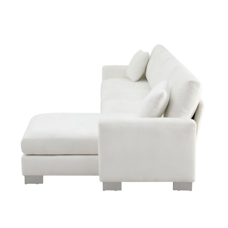 119" Modern Oversized Chenille Sectional Sofa,Living Room Couches with 2 Free Pillows