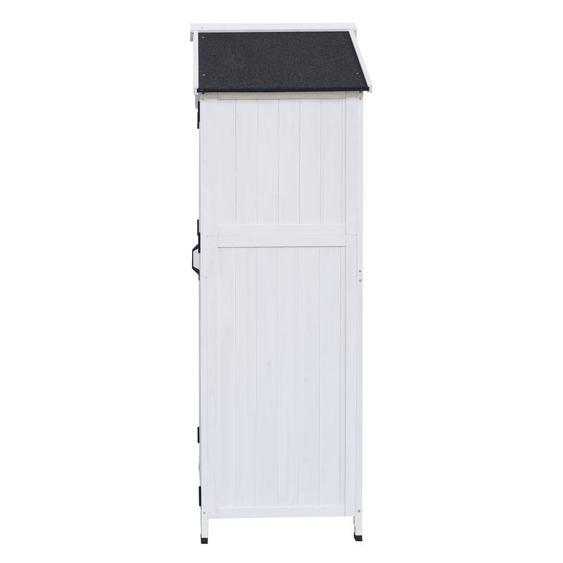 67" White Fir Wood Storage Shed with Double Doors
