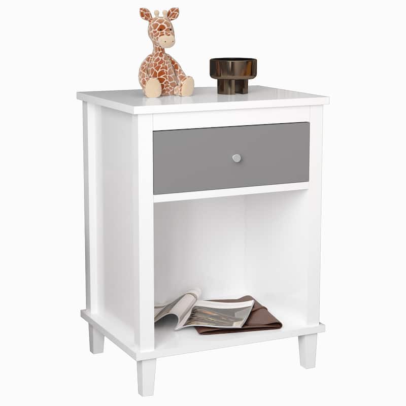 Wooden Nightstand with One Drawer One Shelf
