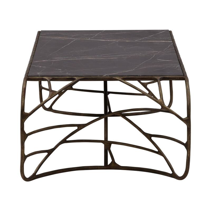 Furniture Classics Mirabelle Bronze Iron and Marble Inlay Coffee Table