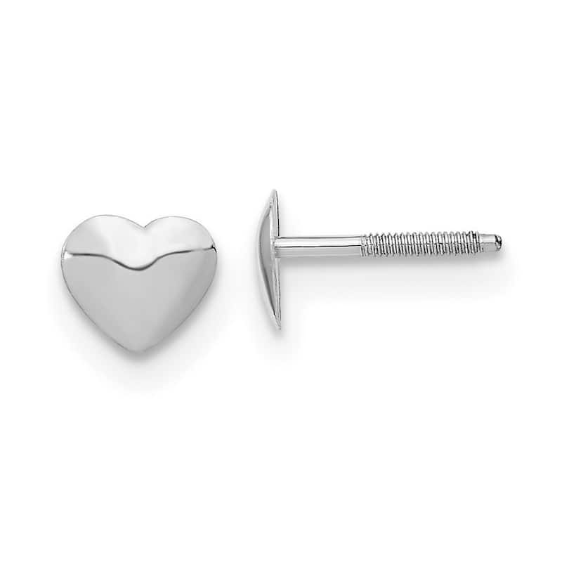Curata 14k White Gold 5mm Polished Heart Screw back Post Earrings