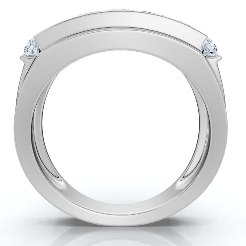 2Ct Men's Diamond Ring in Gold Lab Grown Multi-Row Channel Set