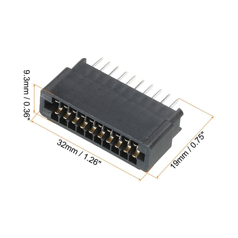 Card Edge Connector Black Socket Right Angle 20 Pin 2.54mm Pitch, Pack of 5 - Black