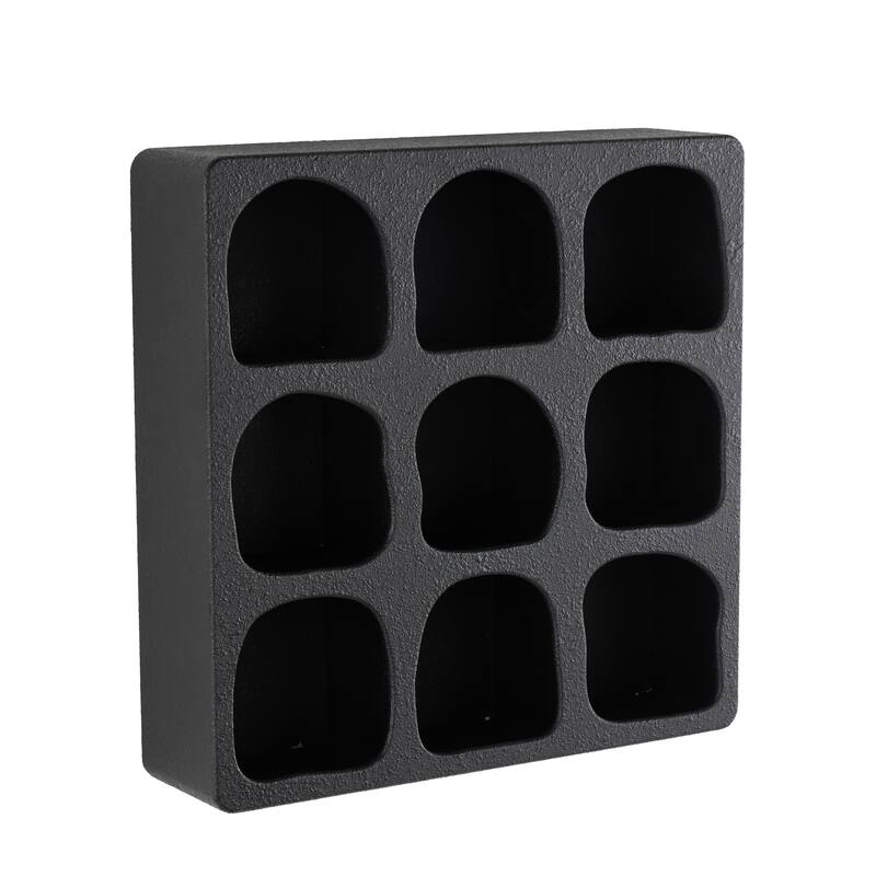 Cream or Black Wood 9 Shelf Geometric Room Wall Shelf